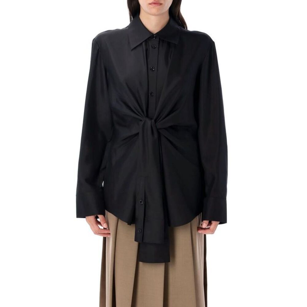 ROHE Women's Asymmetric Hem Poplin Shirt Women BLACK Shirts